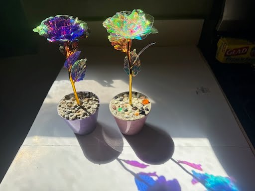 Blue Tupac Rose Variation - Handcrafted concrete art piece