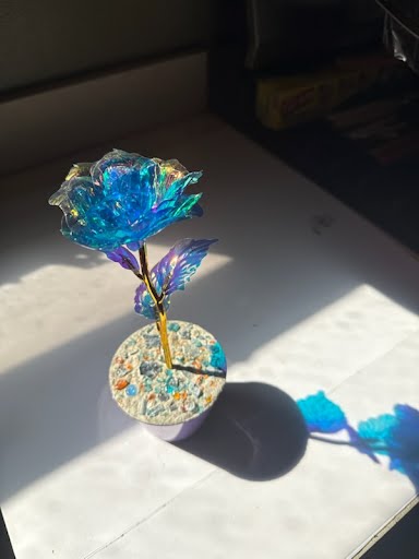 Red Tupac Rose Variation - Handcrafted concrete art piece