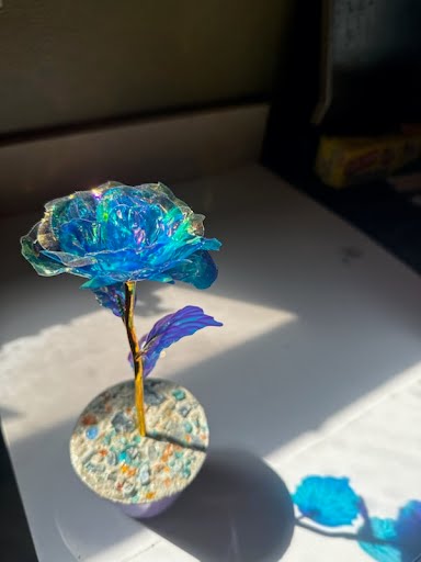 Red Tupac Rose Variation - Handcrafted concrete art piece