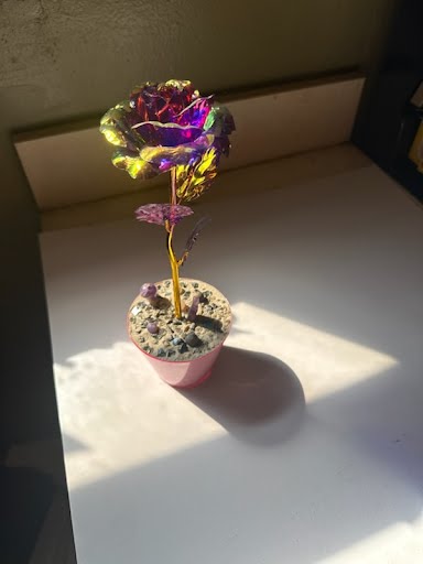 Pink Tupac Rose Variation - Handcrafted concrete art piece