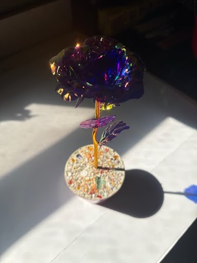 Pink Tupac Rose Variation - Handcrafted concrete art piece