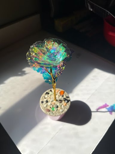 Pink Tupac Rose Variation - Handcrafted concrete art piece